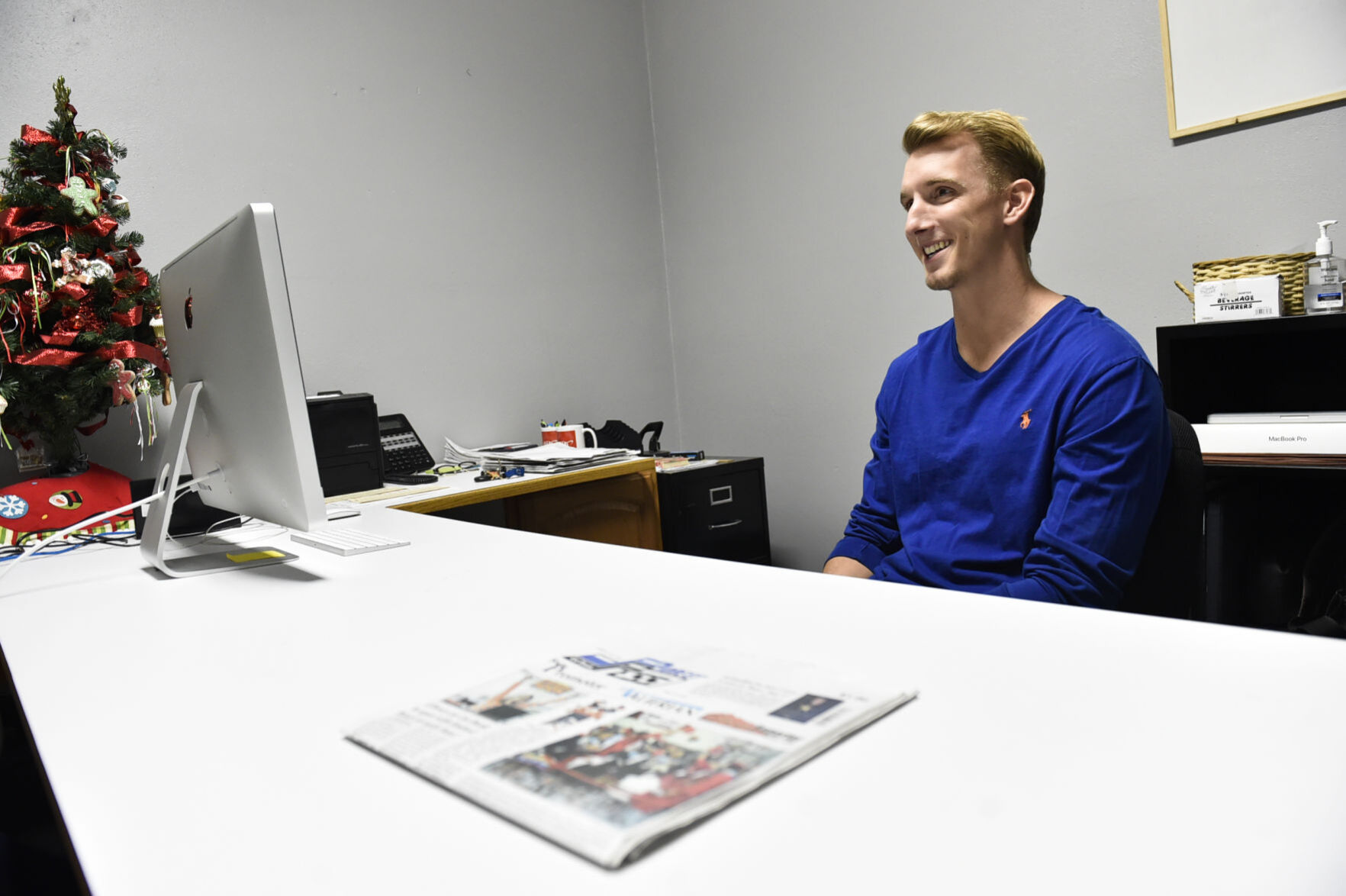 Jeremy Patterson at work at the Cut Bank Pioneer Press